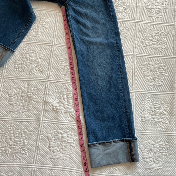 AE Stretch High-Waisted Stovepipe Cuffed Denim Jean Wide Leg Medium Wash 0R - Picture 15 of 16